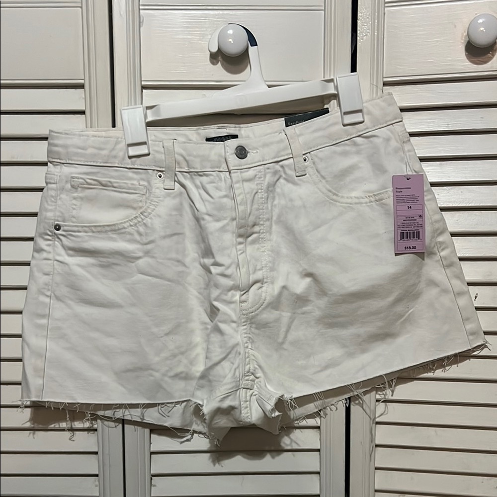 Wild Fable White Jean Shorts Distressed Frayed Hem
